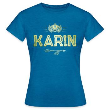 Karin - T-shirt Femme - bleu saphir antique chiné - Devant - AI Model Female 172 dark (172cm)
