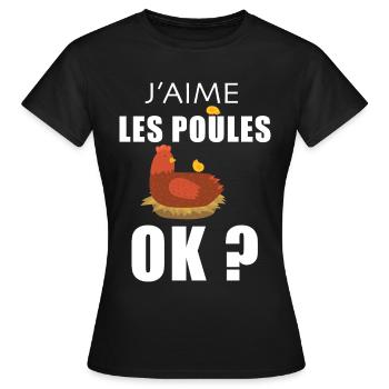 Poule Amour des Poules - T-shirt Femme - noir - Devant - AI Model Female 172 dark (172cm)