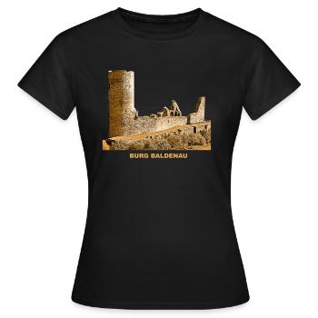 Baldenau Burg Mosbach Ruine Hundsrück Rheinland - Frauen T-Shirt - Schwarz - Vorne - AI Model Female 172 dark (172cm)