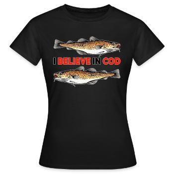 Fishing - I believe in Cod - Women's T-Shirt - black - Front - AI Model Female 172 dark (172cm)