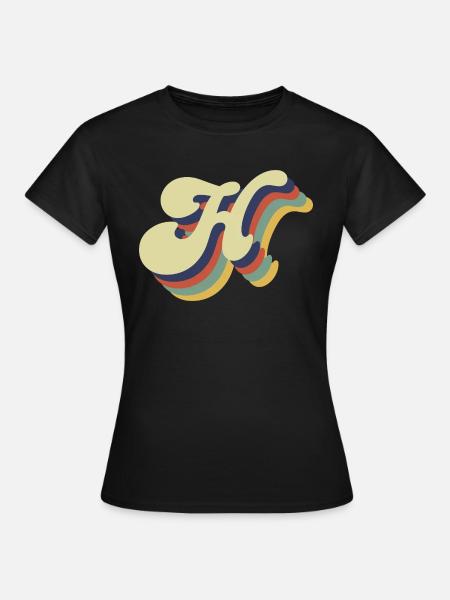 Retro-Buchstabe H - Frauen T-Shirt - Schwarz