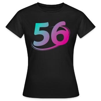 Nummer 56 mehrfarbig - Frauen T-Shirt - Schwarz - Vorne - AI Model Female 172 dark (172cm)