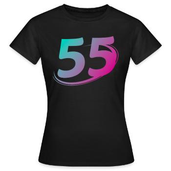 Nummer 55 mehrfarbig - Frauen T-Shirt - Schwarz - Vorne - AI Model Female 172 dark (172cm)
