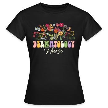 Dermatology Nurse Flowers - Women's T-Shirt - black - Front - AI Model Female 172 dark (172cm)