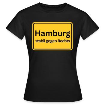 L’étable de Hambourg contre la droite - T-shirt Femme - noir - Devant - AI Model Female 172 dark (172cm)