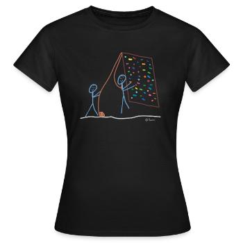 Klettern Strichmännchen, Kletterwand, abseilen - Frauen T-Shirt - Schwarz - Vorne - AI Model Female 172 dark (172cm)