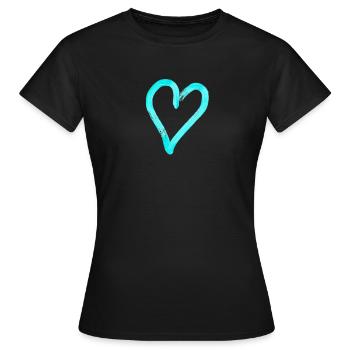 Coeur design turquoise - T-shirt Femme - noir - Devant - AI Model Female 172 dark (172cm)