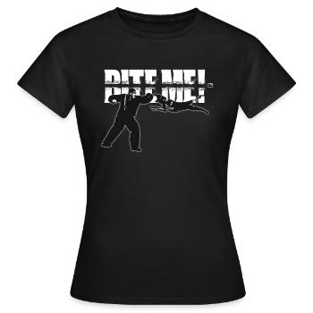 BITE ME - Frauen T-Shirt - Schwarz - Vorne - AI Model Female 172 dark (172cm)