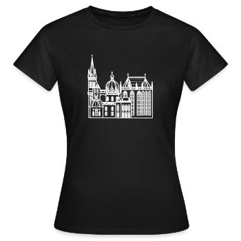 Stad Aachen, Dom, Lineart - T-shirt Femme - noir - Devant - AI Model Female 172 dark (172cm)