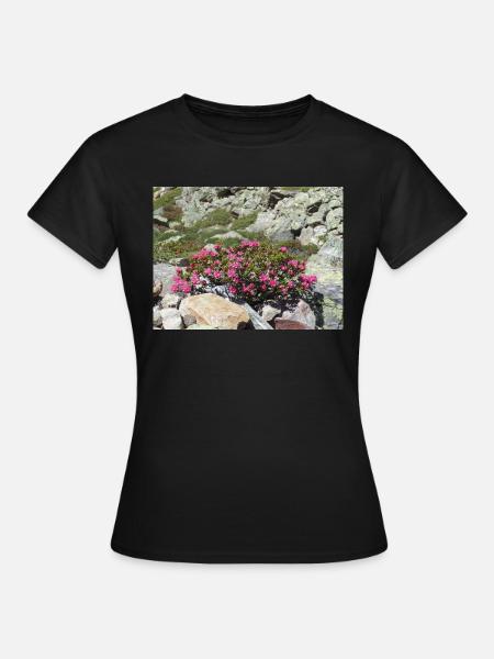 Alpenrosen - Frauen T-Shirt - Schwarz