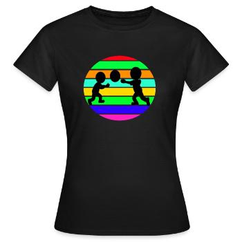 kid playing - Women's T-Shirt - black - Front - AI Model Female 172 dark (172cm)