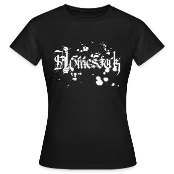 Calligraphie Edition: Homesick (blanc/tache) - T-shirt Femme - noir - Devant - AI Model Female 172 dark (172cm)