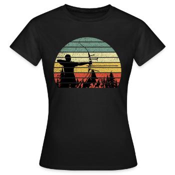 Vintage bow shooting arrow and bow - Women's T-Shirt - black - Front - AI Model Female 172 dark (172cm)