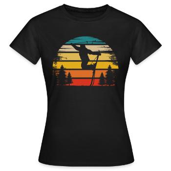 Retro Sun & Skiing - (2) - Women's T-Shirt - black - Front - AI Model Female 172 dark (172cm)