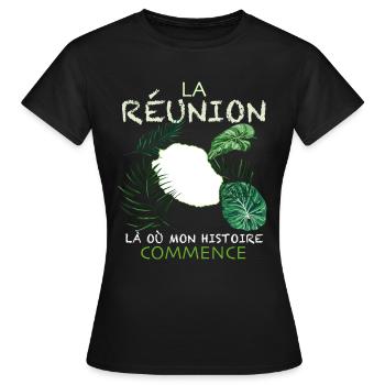 Ile De La Réunion Mon Histoire Cadeau Femme Homme - T-shirt Femme - noir - Devant - AI Model Female 172 dark (172cm)