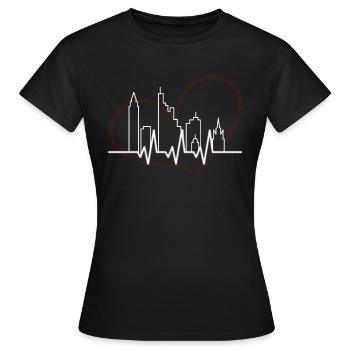 Frankfurt Skyline Heartbeat Fan J’aime Frankfur - T-shirt Femme - noir - Devant - AI Model Female 172 dark (172cm)