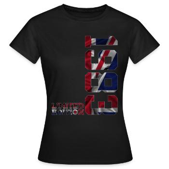 ÉDITION LIMITÉE ANGLETERRE 1983 43E ANNIVERSAIRE BRITANNIQUE - T-shirt Femme - noir - Devant - AI Model Female 172 dark (172cm)