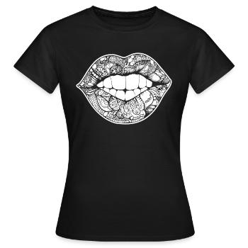 Lips, mouth, kissing lips - Women's T-Shirt - black - Front - AI Model Female 172 dark (172cm)