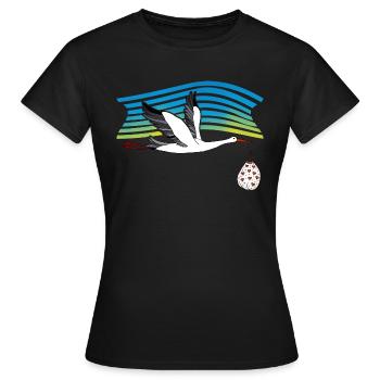 Oiseau cigogne - T-shirt Femme - noir - Devant - AI Model Female 172 dark (172cm)