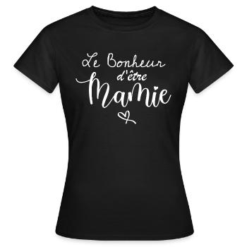 Le bonheur d être Mamie - T-shirt Femme - noir - Devant - AI Model Female 172 dark (172cm)
