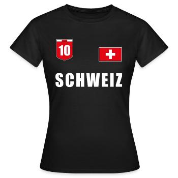 Switzerland Soccer T-Shirt Jersey Fanshirt Fans - Women's T-Shirt - black - Front - AI Model Female 172 dark (172cm)
