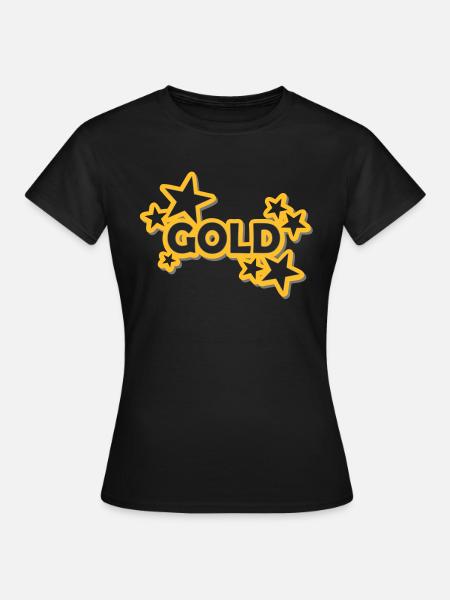 Sticker Gold - Frauen T-Shirt - Schwarz
