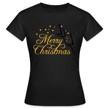 sapin montagne sapin étoiles nuit joyeux christma - T-shirt Femme - noir - Devant - AI Model Female 172 dark (172cm)