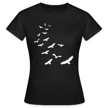Troupeau d'oiseaux oiseaux cadeau nature mouche animaux - T-shirt Femme - noir - Devant - AI Model Female 172 dark (172cm)