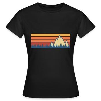Berg Berge Wald geometrisch Geschenk retro Natur - Frauen T-Shirt - Schwarz - Vorne - AI Model Female 172 dark (172cm)