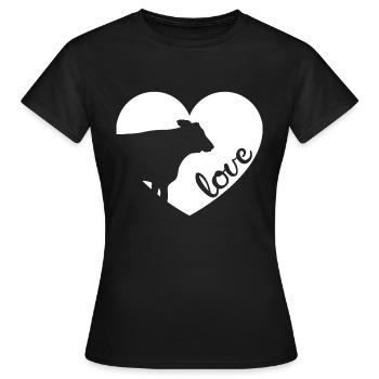 Kuh Kühe Liebe Herz Geschenk Bauer Landwirtschaft - Frauen T-Shirt - Schwarz - Vorne - AI Model Female 172 dark (172cm)