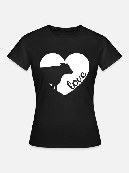 Kuh Kühe Liebe Herz Geschenk Bauer Landwirtschaft - Frauen T-Shirt - Schwarz
