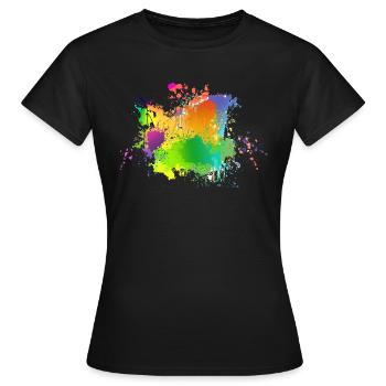 Farbkleckse - Frauen T-Shirt - Schwarz - Vorne - AI Model Female 172 dark (172cm)