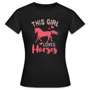 Chevaux monter cheval cadeau cavalier cavalière animal - T-shirt Femme - noir - Devant - AI Model Female 172 dark (172cm)