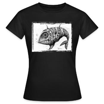 Poisson et poisson - T-shirt Femme - noir - Devant - AI Model Female 172 dark (172cm)