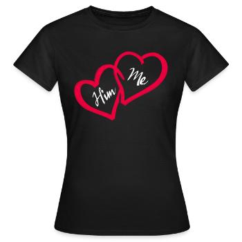 Linked hearts Him me - Women's T-Shirt - black - Front - AI Model Female 172 dark (172cm)