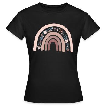 Regenbogen Floral - Frauen T-Shirt - Schwarz - Vorne - AI Model Female 172 dark (172cm)
