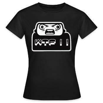 WTF Autoaufkleber - Frauen T-Shirt - Schwarz - Vorne - AI Model Female 172 dark (172cm)