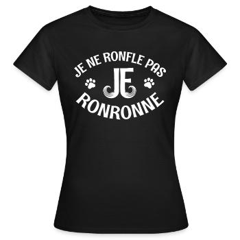 je ronfle pas je ronronne - T-shirt Femme - noir - Devant - AI Model Female 172 dark (172cm)