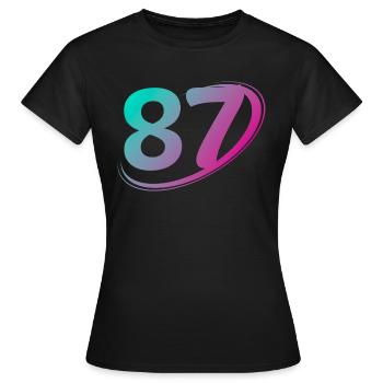 Nummer 87 mehrfarbig - Frauen T-Shirt - Schwarz - Vorne - AI Model Female 172 dark (172cm)