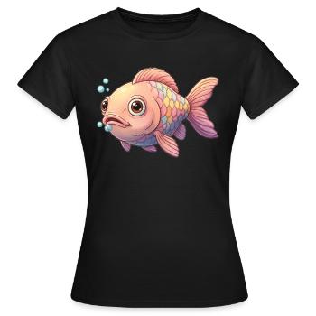 Poisson coloré aux écailles scintillantes - T-shirt Femme - noir - Devant - AI Model Female 172 dark (172cm)