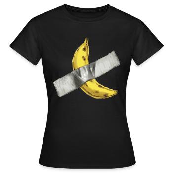 Art ridicule - banane collée au mur - T-shirt Femme - noir - Devant - AI Model Female 172 dark (172cm)