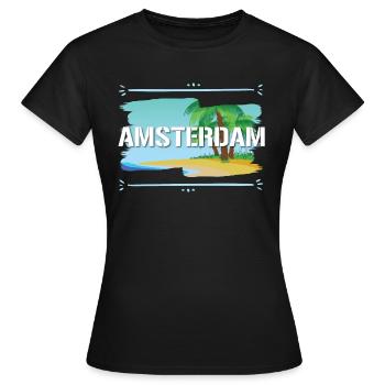 Amsterdam - Frauen T-Shirt - Schwarz - Vorne - AI Model Female 172 dark (172cm)