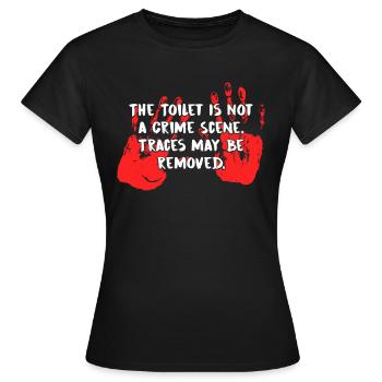 Les toilettes ne sont pas une scène de crime. - T-shirt Femme - noir - Devant - AI Model Female 172 dark (172cm)