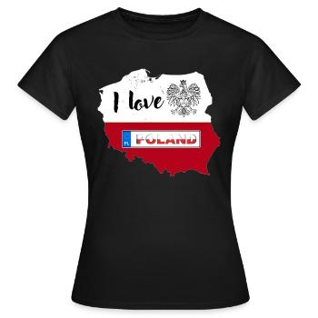 Ich liebe Polen polnische Karte Nummernschild - Frauen T-Shirt - Schwarz - Vorne - AI Model Female 172 dark (172cm)