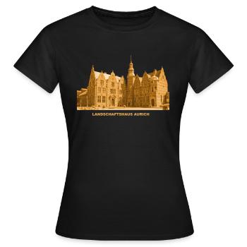 Aurich, Landschaftshaus, Frise orientale, Basse-Saxe - T-shirt Femme - noir - Devant - AI Model Female 172 dark (172cm)