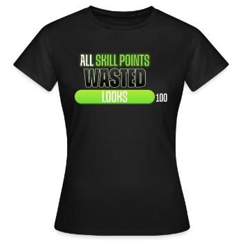 Tous les points de compétence sont dépensés en apparence - T-shirt Femme - noir - Devant - AI Model Female 172 dark (172cm)