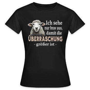Frecher Spruch - Ich sehe nur brav aus... - Frauen T-Shirt - Schwarz - Vorne - AI Model Female 172 dark (172cm)