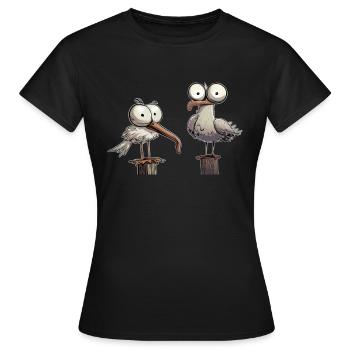 Möwe - Möwen - Seagull - Frauen T-Shirt - Schwarz - Vorne - AI Model Female 172 dark (172cm)