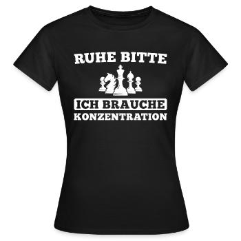Schachspieler Ich brauche Konzentration Schach - Frauen T-Shirt - Schwarz - Vorne - AI Model Female 172 dark (172cm)