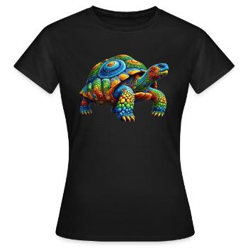Bunte Regenbogen Schildkröte - Frauen T-Shirt - Schwarz - Vorne - AI Model Female 172 dark (172cm)